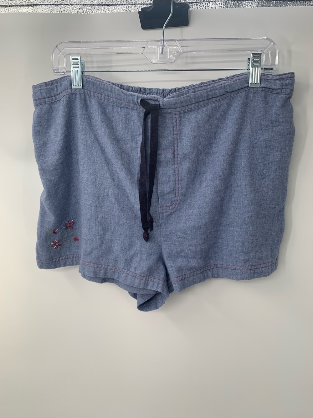 Calvin Klein Women’s 100% Cotton with Embroidery Flowers Lounge Pajama Shorts L
